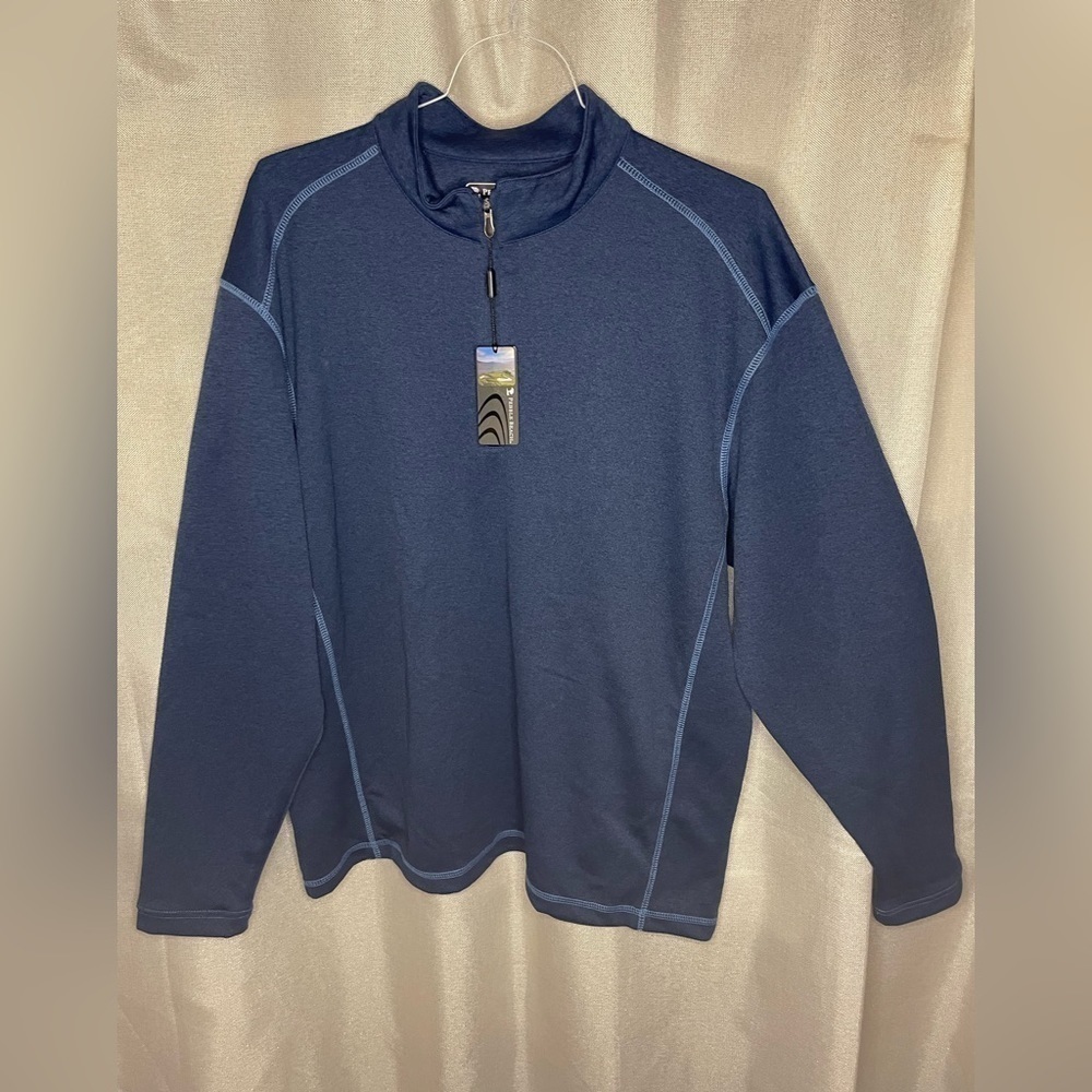 New Pebble Beach Performance Mens Medium Blue Quarter Zip Up Pullover XL - Picture 8 of 9